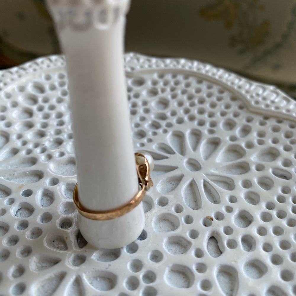 14K Gold and genuine Pearl with diamond chips ring - Picture 14 of 14
